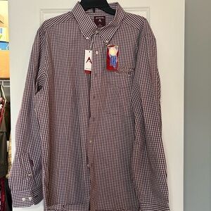 Antigua Men's Burgundy Checkered Button Down Shirt